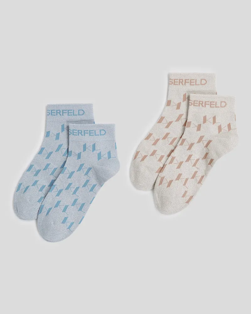 Karl Lagerfeld K/monogram Kurze Socken – 2-pack, Damen, Kentucky Blau-purpur, Größe Kentucky