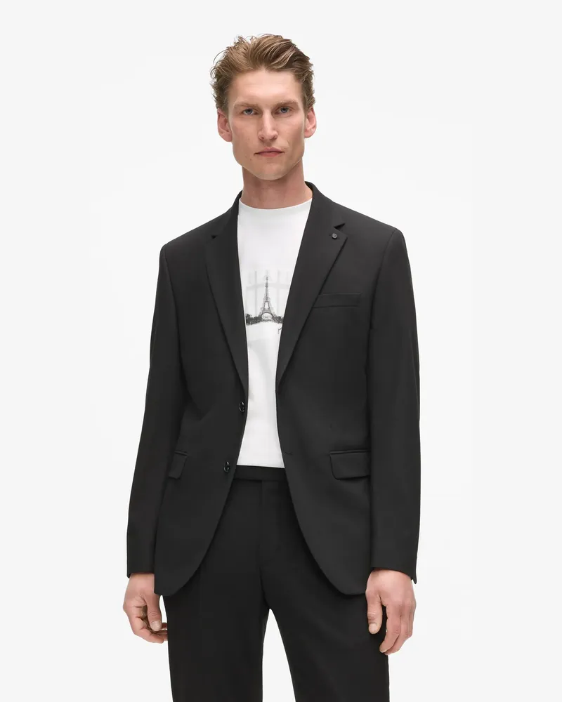 Karl Lagerfeld Schmal Geschnittene Anzugjacke Mit Monogram-pin, Herren, Schwarz, Größe Schwarz