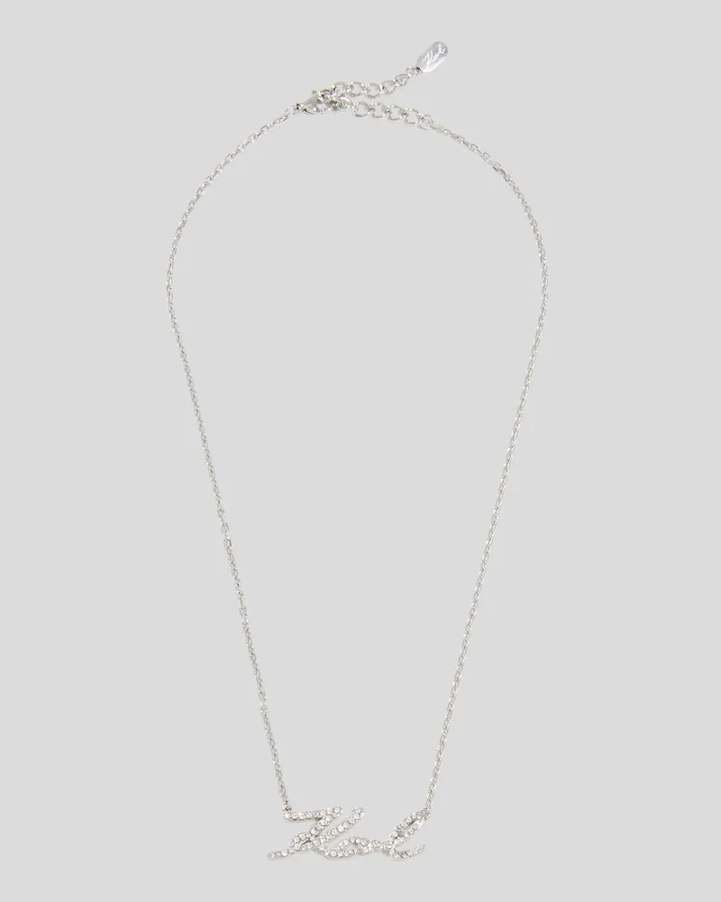 Karl Lagerfeld Signature Pavé-anhänger-halskette, Frau, Silver, Größe Silver