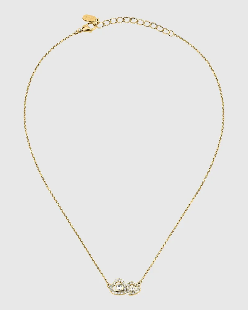 Karl Lagerfeld Doppelherz Goldkette, Damen, Gold, Größe Gold