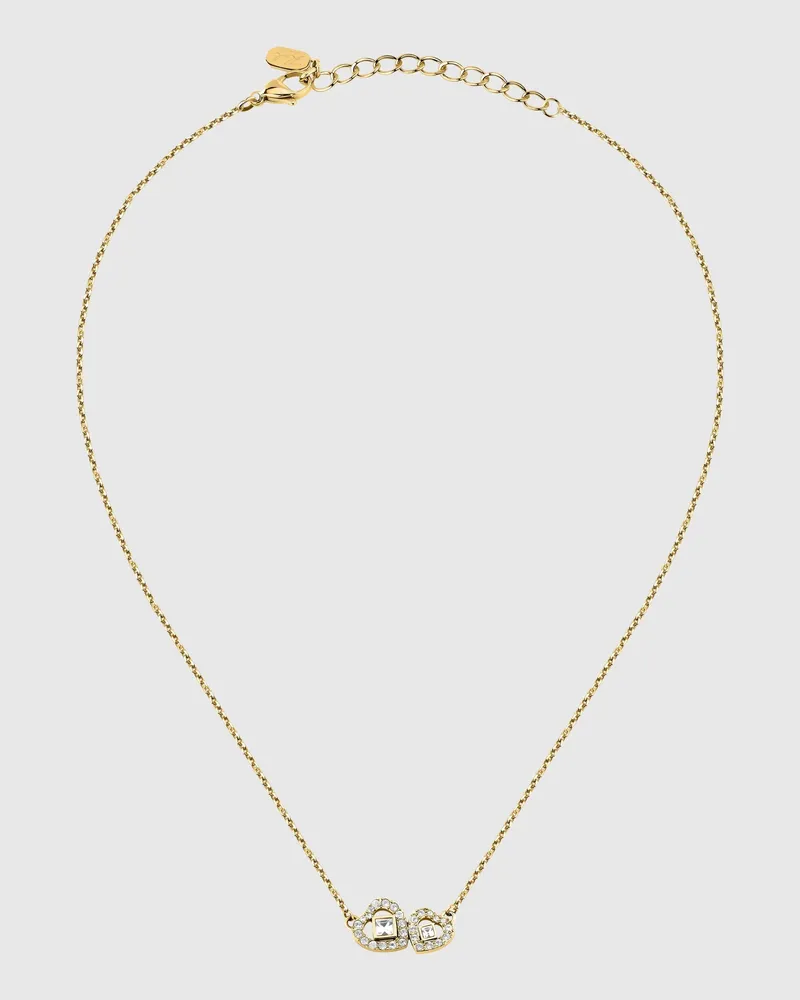 Karl Lagerfeld Doppelherz Goldkette, Damen, Gold, Größe Gold