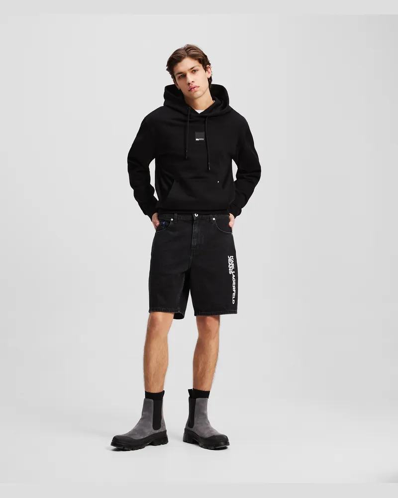 Karl Lagerfeld Entspannte Denim-shorts, Mann, Gewaschenes Schwarz, Größe Gewaschenes