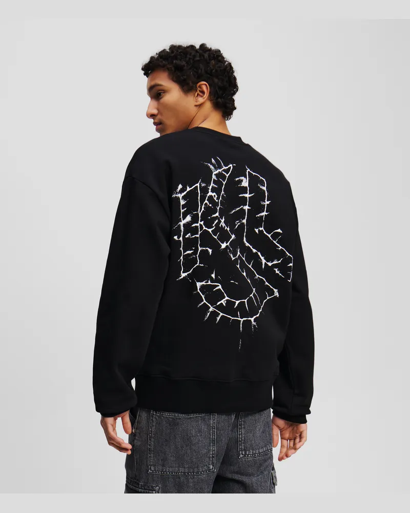 Karl Lagerfeld Sweatshirt Mit Shibori Monogram, Mann, Schwarz, Größe Schwarz