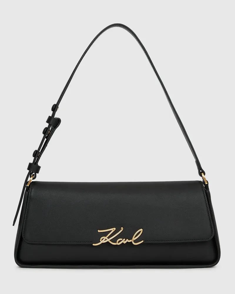 Karl Lagerfeld K/signature Längliche Schultertasche, Damen, Schwarz/gold, Größe Schwarz