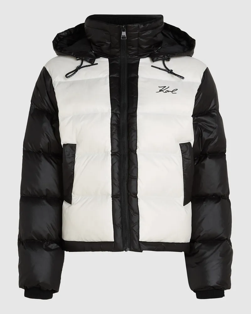 Karl Lagerfeld Signature-pufferjacke, Damen, Schwarz/weiss, Größe Schwarz