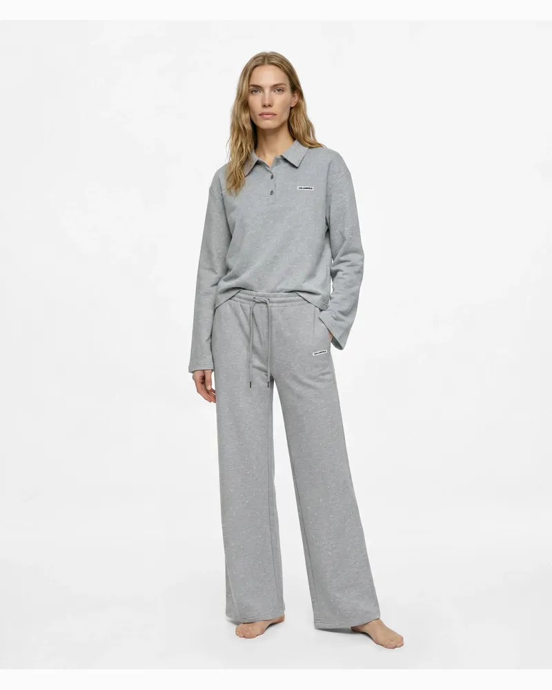 Karl Lagerfeld Loungewear-hosen Mit Strasssteinen, Damen, Mittelgrau-melange, Größe Mittelgrau-melange