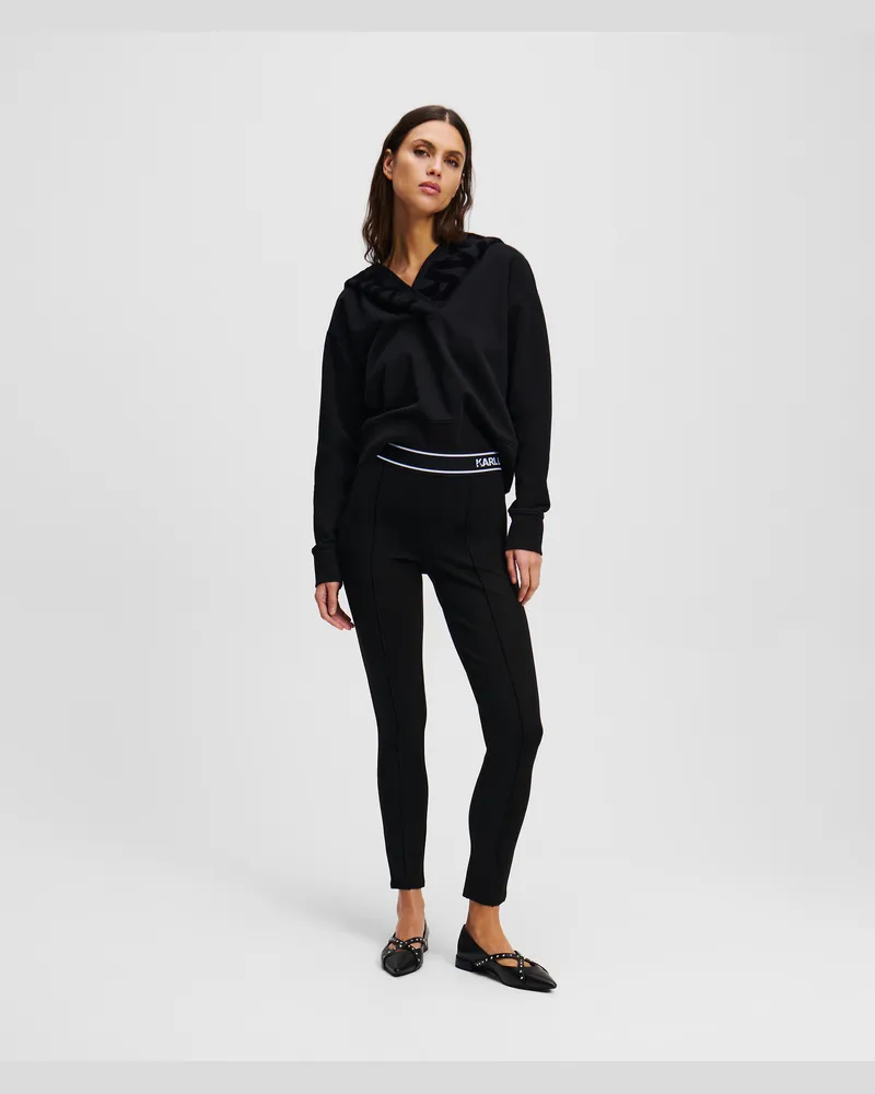 Karl Lagerfeld Leggings Mit Logo, Frau, Schwarz, Größe Schwarz