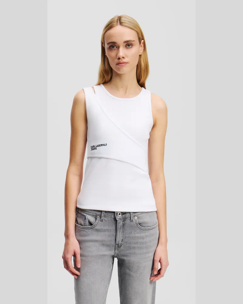 Karl Lagerfeld Geripptes Tanktop, Frau, Weiss, Größe Weiss