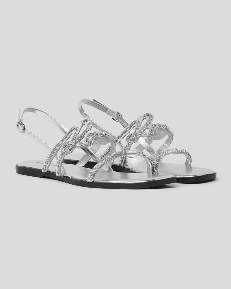 Karl Lagerfeld Signature Olympia Sandalen, Damen, Silver, Größe Silver