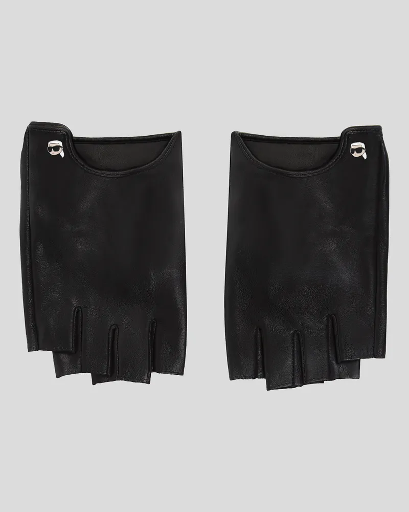 Karl Lagerfeld Ikon Pin Fingerlose Handschuhe, Frau, Schwarz, Größe Schwarz