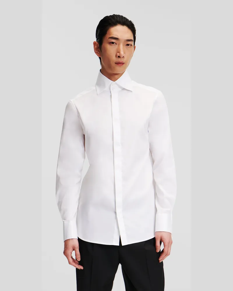 Karl Lagerfeld Essential Karl-hemd, Male, Weiss, Size White