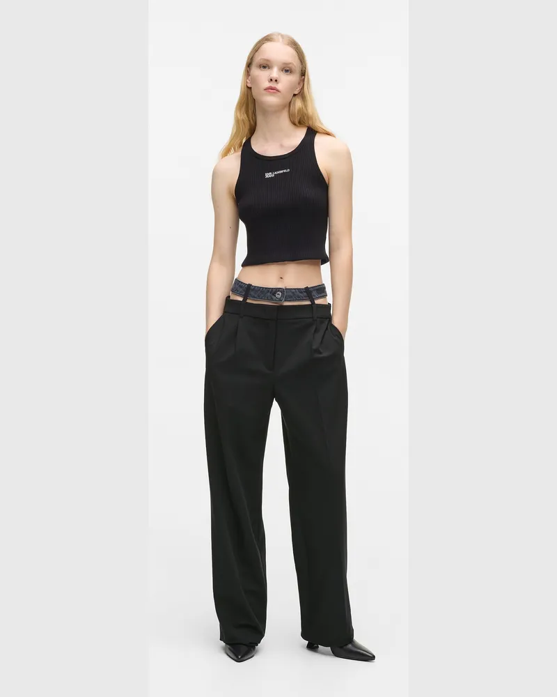 Karl Lagerfeld Hosen Mit Doppeltem Bund, Damen, Verwaschenes Schwarz-schwarz, Größe Verwaschenes