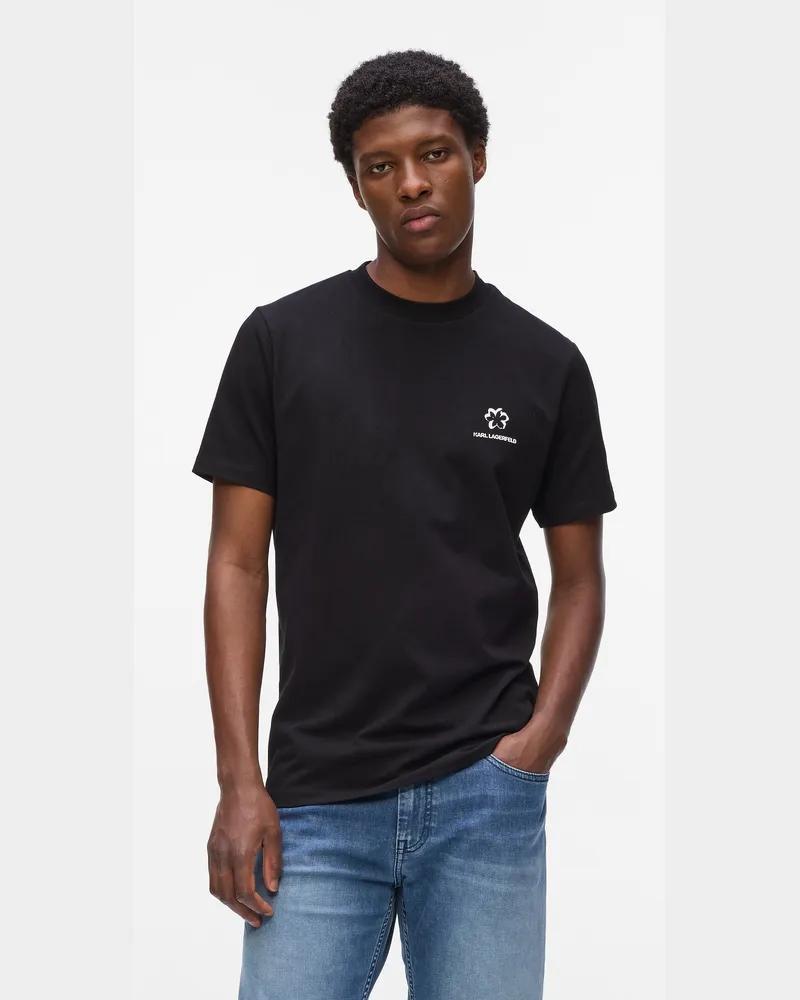 Karl Lagerfeld T-shirt Mit Blumenprint, Mann, Schwarz, Größe Schwarz