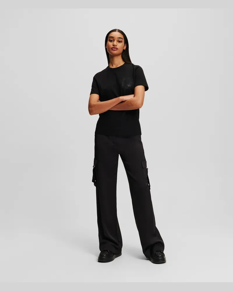 Karl Lagerfeld Cargo-hose Aus Satin, Frau, Schwarz, Größe Schwarz