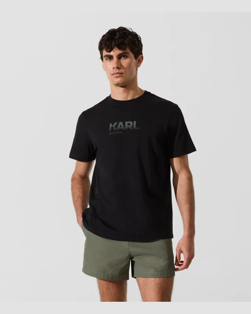 Karl Lagerfeld Strand-t-shirt Mit Ombré-logo, Herren, Schwarz, Größe Schwarz