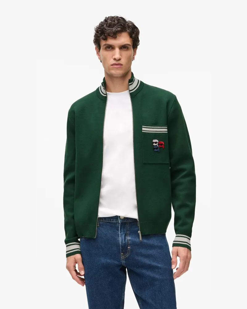 Karl Lagerfeld Ikon Strickjacke Mit Reißverschluss, Male, Trekking Green, Size Green