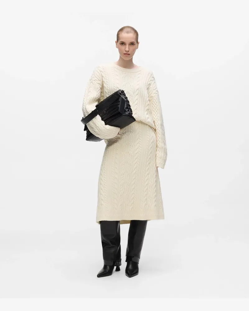 Karl Lagerfeld Strickrock Mit Zopfmuster Aus Wollmischung, Female, Cannoli Creme, Size Beige