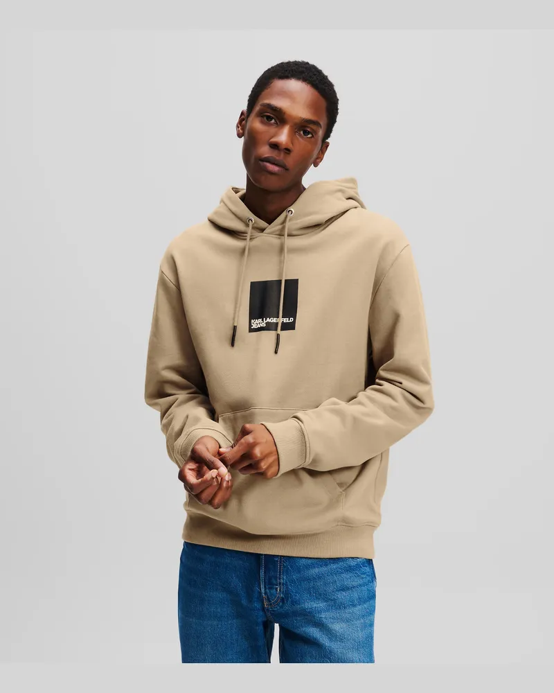 Karl Lagerfeld Klj kapuzenpullover Mit Box-logo, Mann, Wüsten-Taupe, Größe Wüsten-taupe
