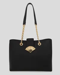 Karl Lagerfeld K/signature Grosse Tote-bag mit Fächer-motiv, Frau, Schwarz Schwarz