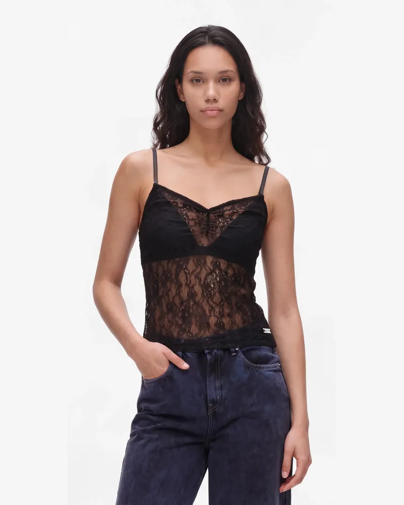 Karl Lagerfeld Camisole-top Mit Spitzen, Female, Schwarz, Size Black