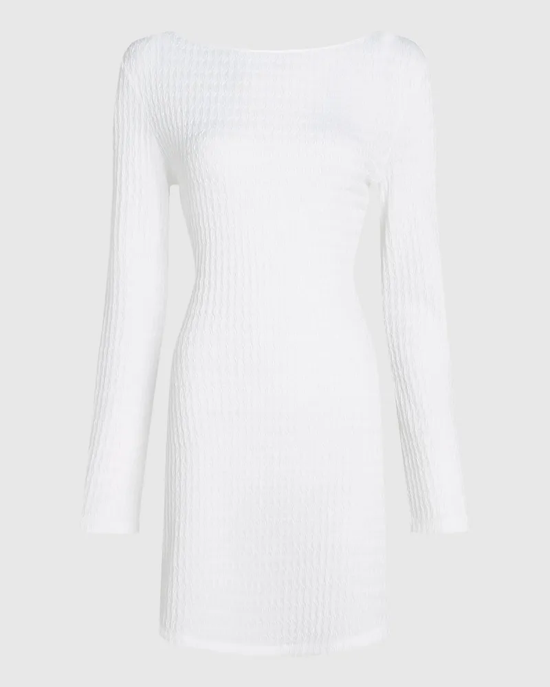 Karl Lagerfeld Mini-strandkleid Mit Struktur Und Perlen, Damen, Cannoli Creme, Größe Cannoli