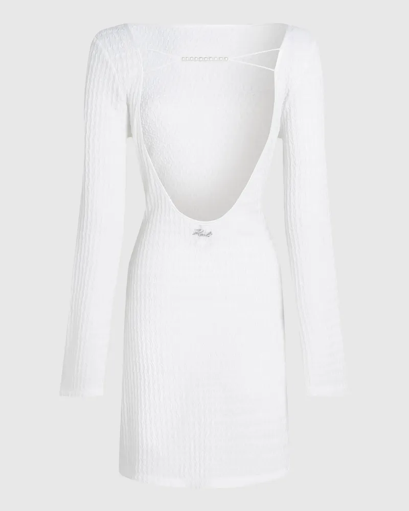 Karl Lagerfeld Mini-strandkleid Mit Struktur Und Perlen, Damen, Cannoli Creme, Größe Cannoli