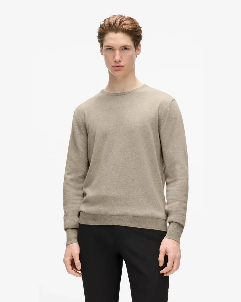Karl Lagerfeld Exklusiver Kaschmirpullover Mit Rundhalsausschnitt, Herren, Beige Twill Melange, Größe Beige