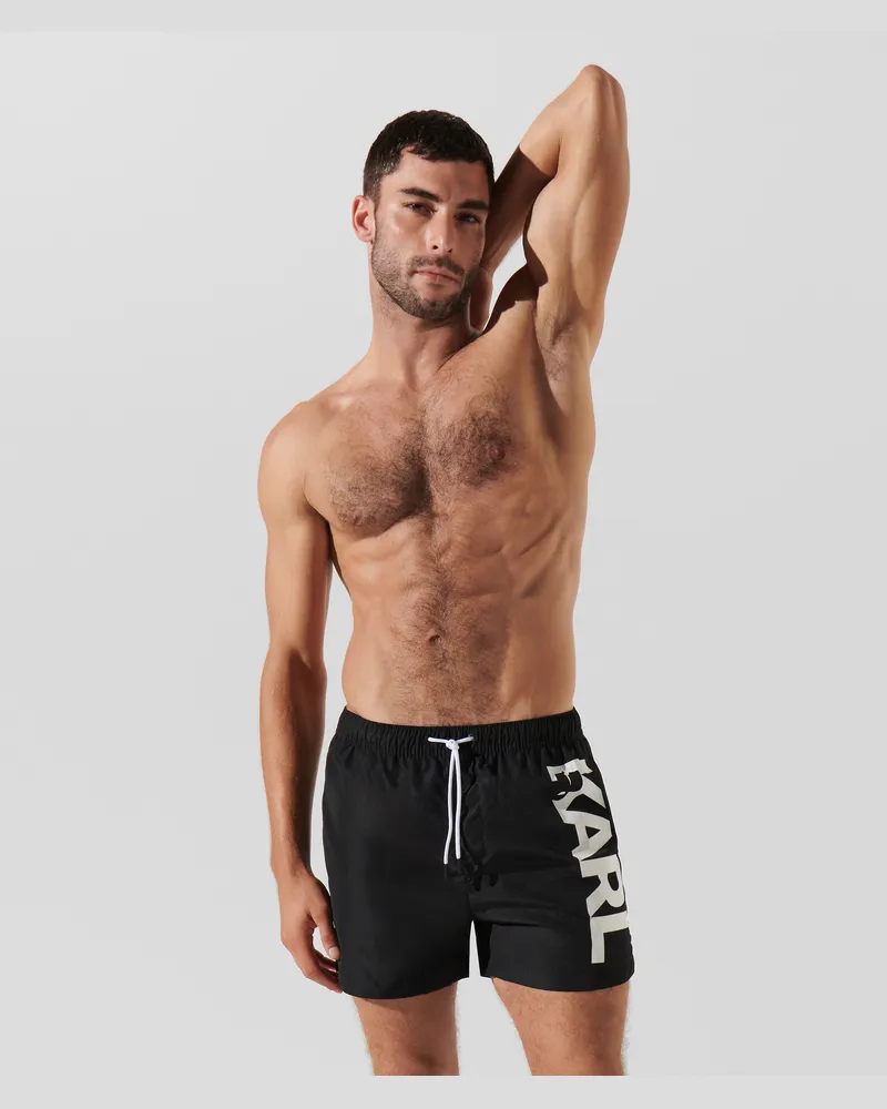 Karl Lagerfeld Kurze Board-shorts Mit Logo, Mann, Schwarz, Größe Schwarz