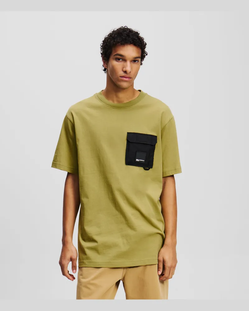 Karl Lagerfeld T-shirt Mit Brusttasche, Mann, Grün-Oliv, Größe Grün-oliv