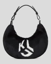 Karl Lagerfeld Klj halbmond-Schultertasche aus Kunstpelz, Frau, Schwarz Schwarz