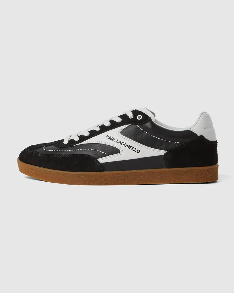 Karl Lagerfeld Kandidate Niedrige Sneakers Mit Spitzen-mix, Herren, Schwarz/weiss, Größe Schwarz