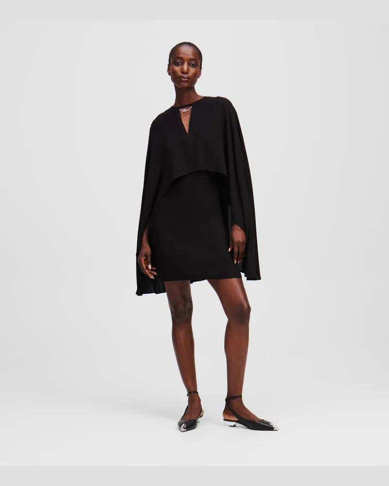Karl Lagerfeld Kurzes Cape-kleid, Frau, Schwarz, Größe Schwarz