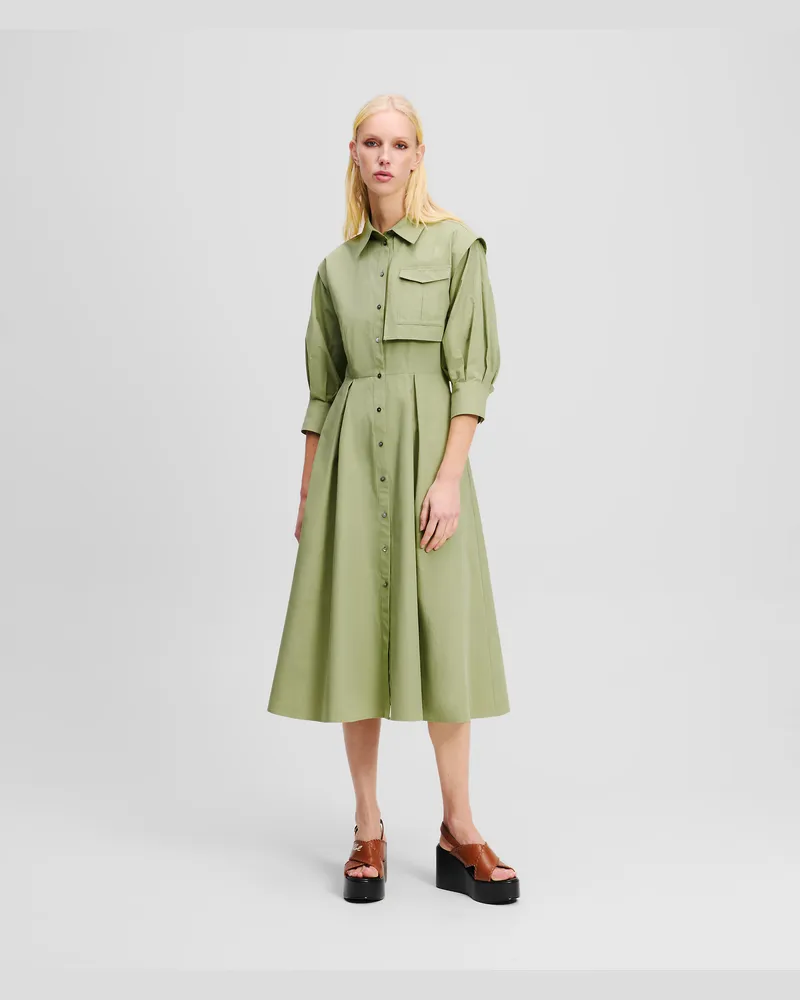 Karl Lagerfeld Cargo-hemdkleid, Frau, Ölgrün, Größe Ölgrün