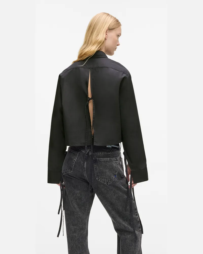 Karl Lagerfeld Hemd Mit Rückenknoten, Damen, Gewaschenes Schwarz, Größe Gewaschenes