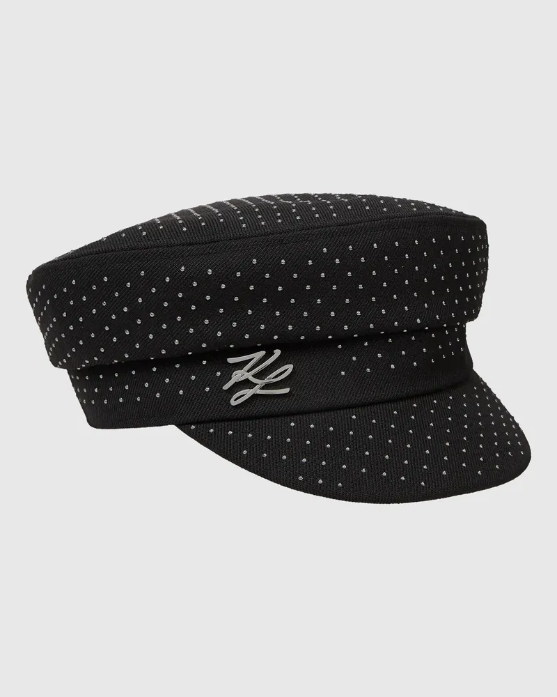 Karl Lagerfeld K/autograph Kapitänsmütze Mit Nieten, Female, Schwarz, Size Black