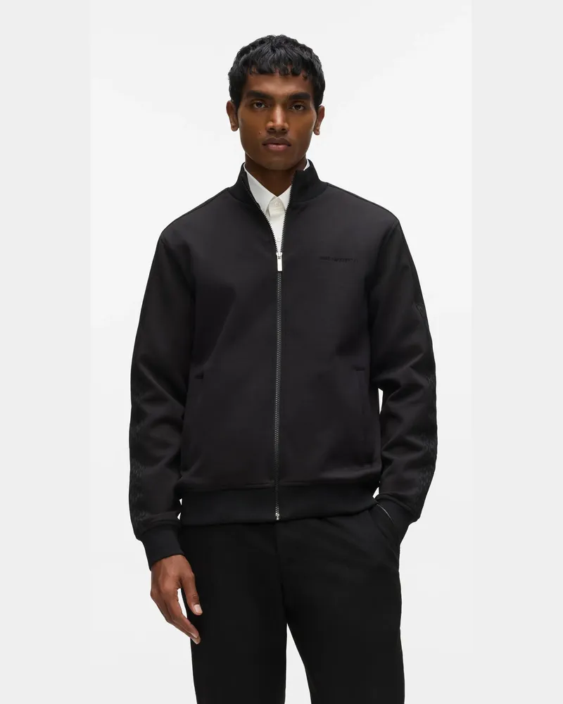 Karl Lagerfeld Jacke Mit Reißverschluss Und Metallicbesatz, Herren, Schwarz, Größe Schwarz