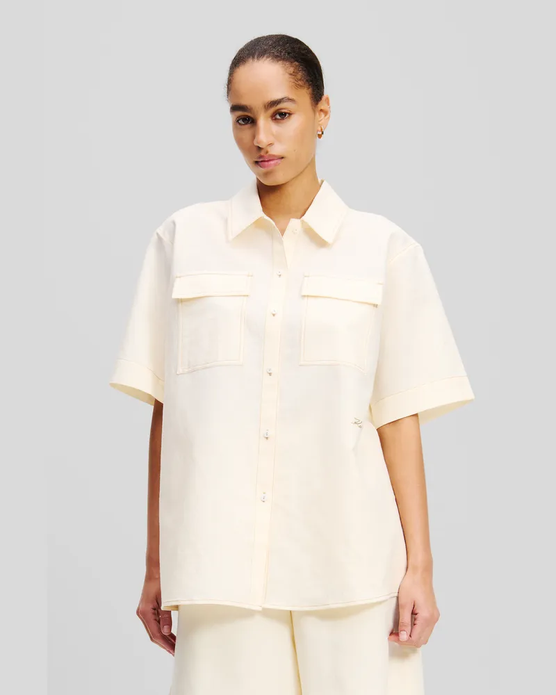 Karl Lagerfeld Bluse Aus Leinen-mischung, Frau, Pristine, Größe Pristine