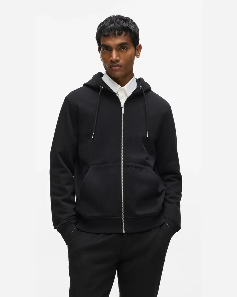 Karl Lagerfeld Kameo-sweatshirt Aus Bouclé Mit Reißverschluss, Male, Schwarz, Size Black