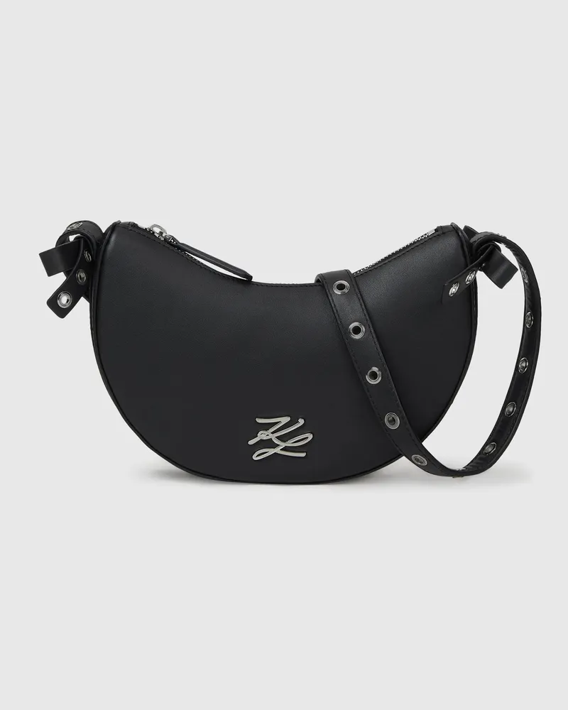Karl Lagerfeld K/autograph Mondförmige Umhängetasche Mit Schleifen, Female, Schwarze Verzierung, Size Black