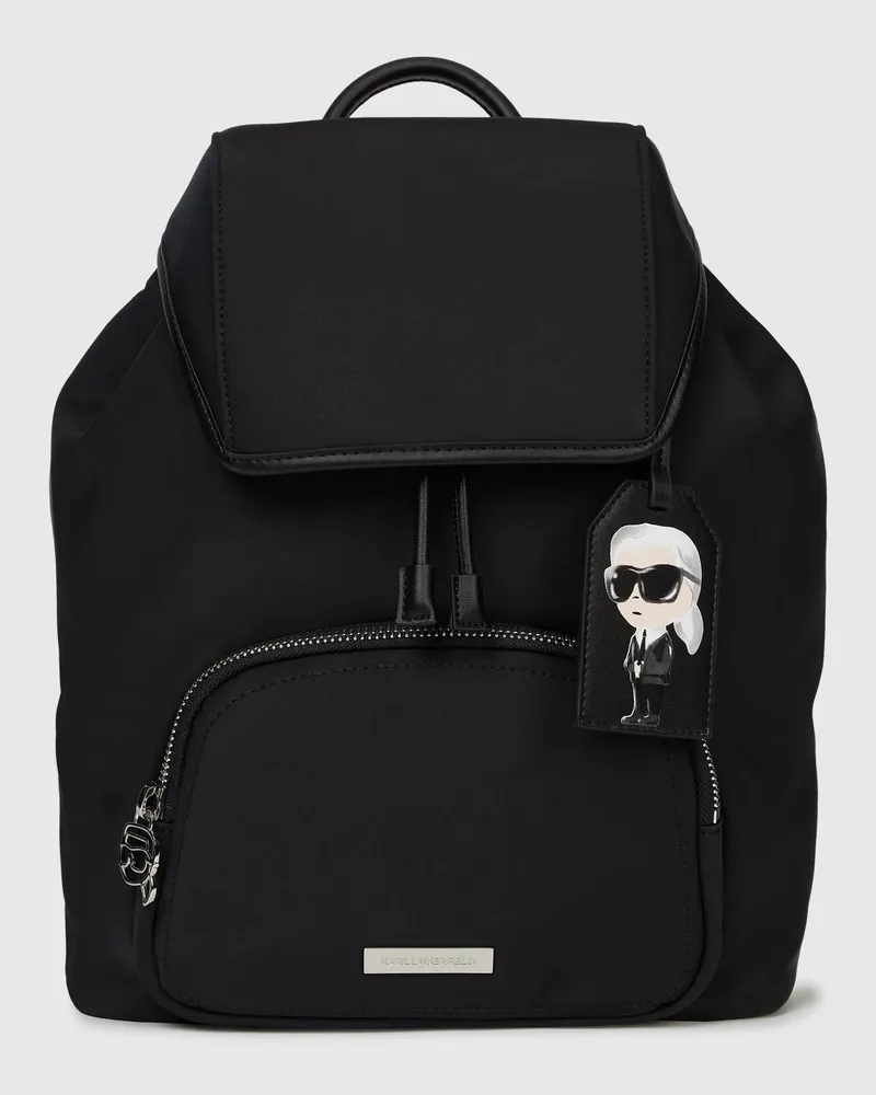 Karl Lagerfeld Ikon Nylon Rucksack Mit Anhänger, Female, Schwarz, Size Black