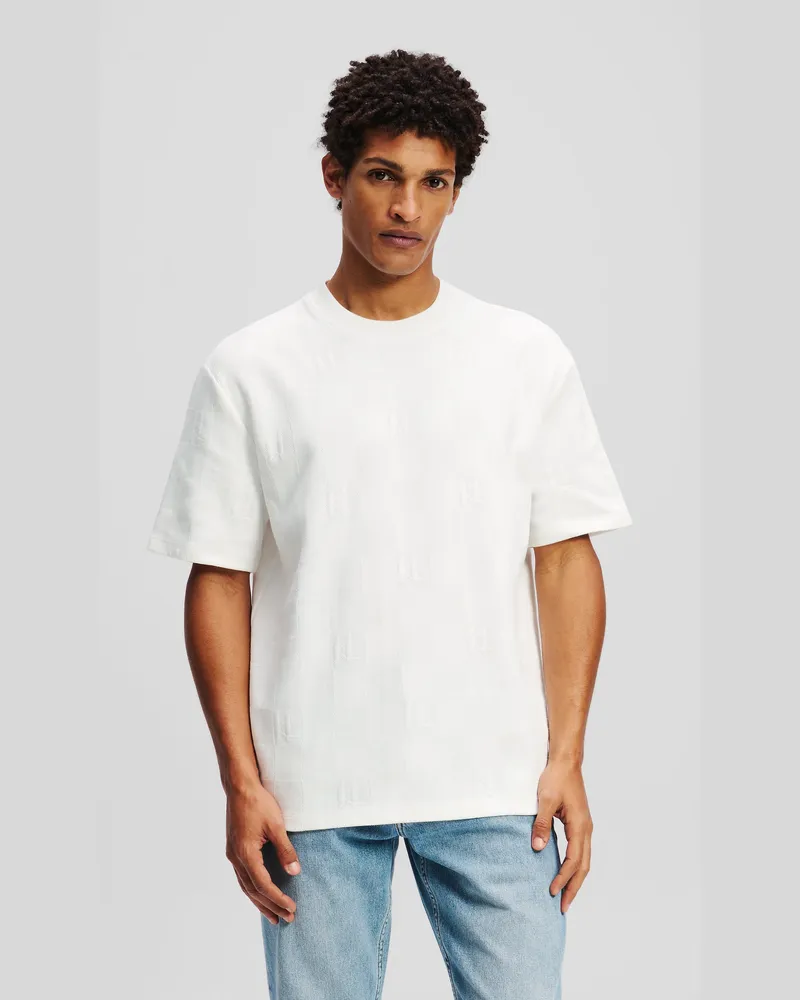 Karl Lagerfeld Monogram Karo-t-shirt, Mann, Weiss, Größe Weiss