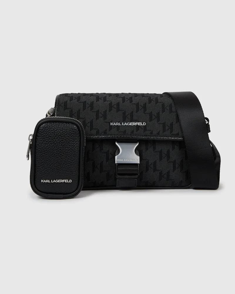 Karl Lagerfeld K/monogram Jacquard-messenger-bag, Male, Schwarz, Size Black