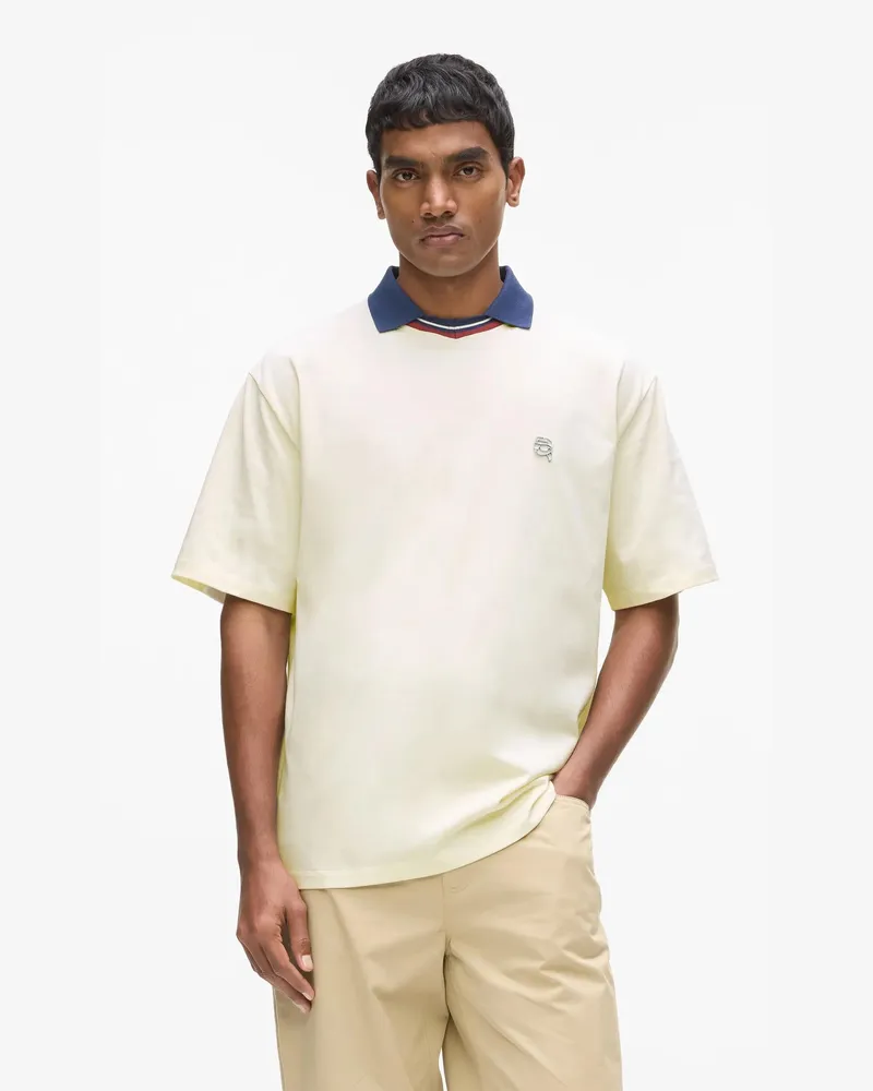 Karl Lagerfeld Ikon T-shirt Mit Kragen, Herren, Cannoli Creme, Größe: Xxl Cannoli