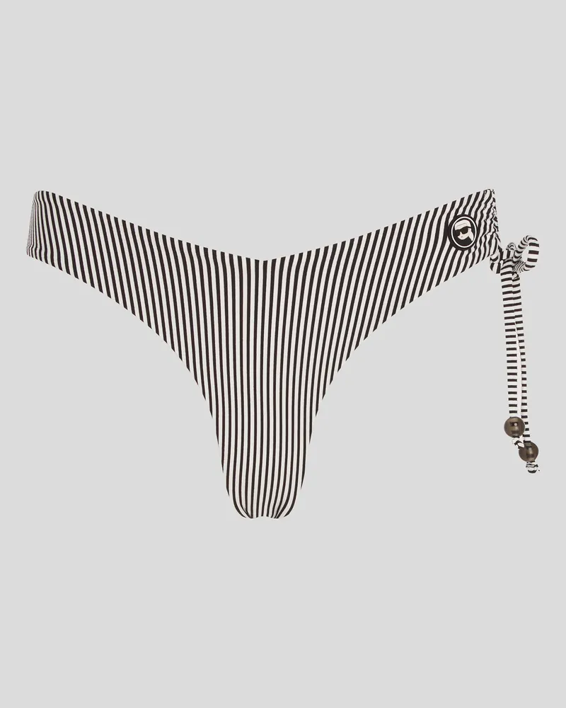 Karl Lagerfeld Ikon gestreifte Bikini-hose, Frau, Weiß-Schwarz gestreift, Größe Weiß-schwarz