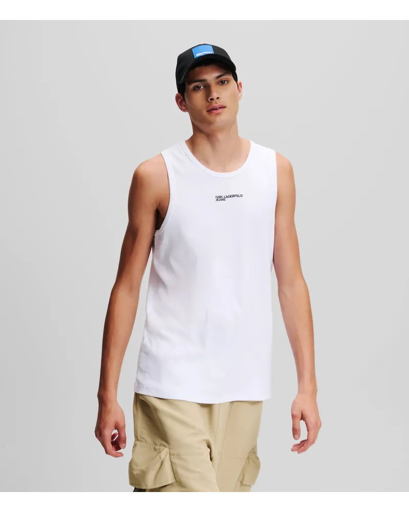 Karl Lagerfeld Geripptes Klj-tanktop, Mann, Weiss Weiss