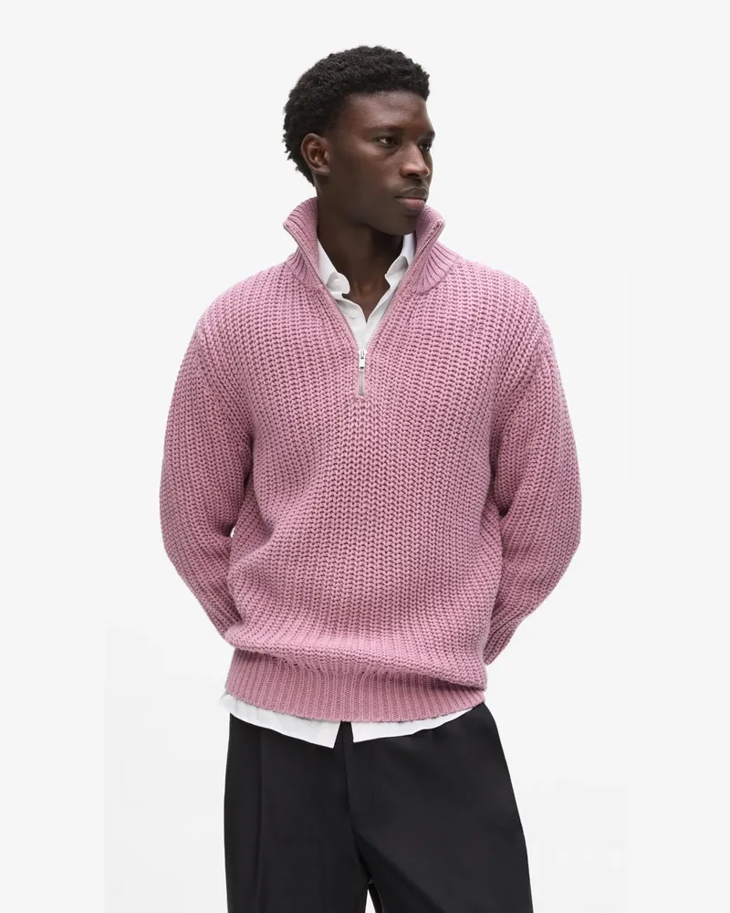 Karl Lagerfeld Strickpullover Mit Halbhohem Reißverschluss, Herren, Hellrosa, Größe Hellrosa