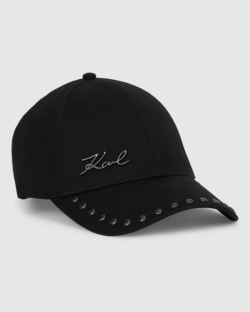Karl Lagerfeld K/signature Kappe Mit Nieten, Damen, Schwarze Verzierung, Größe Schwarze