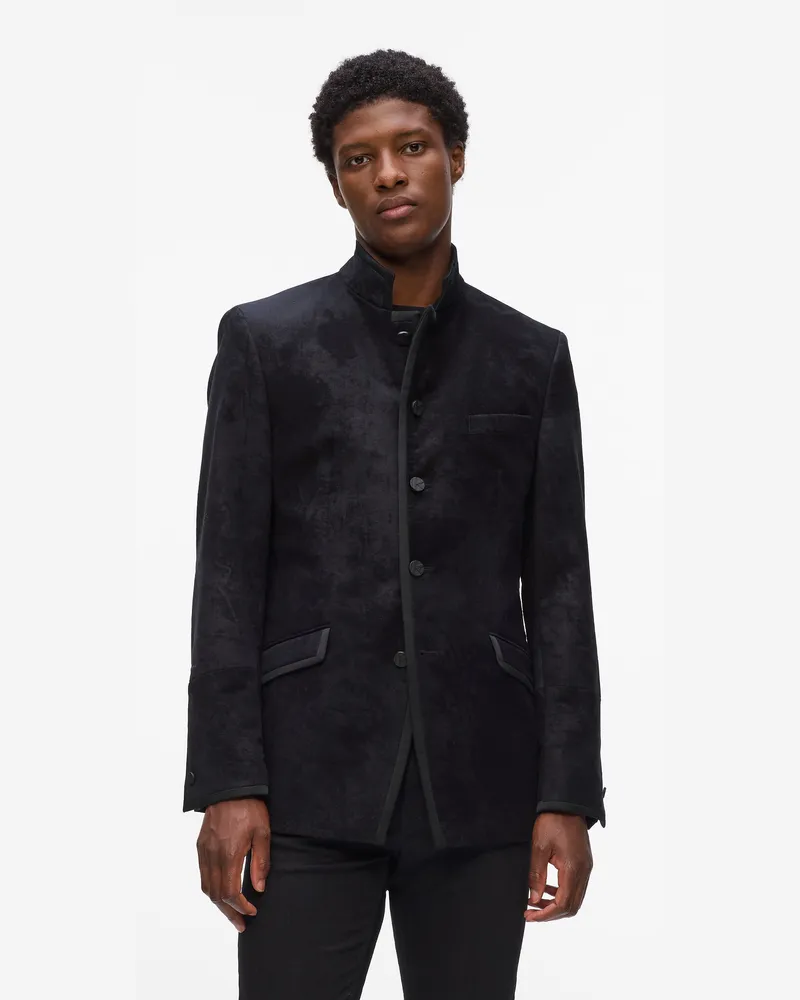 Karl Lagerfeld Blazer Mit Hohem Stehkragen, Herren, Schwarz, Größe Schwarz