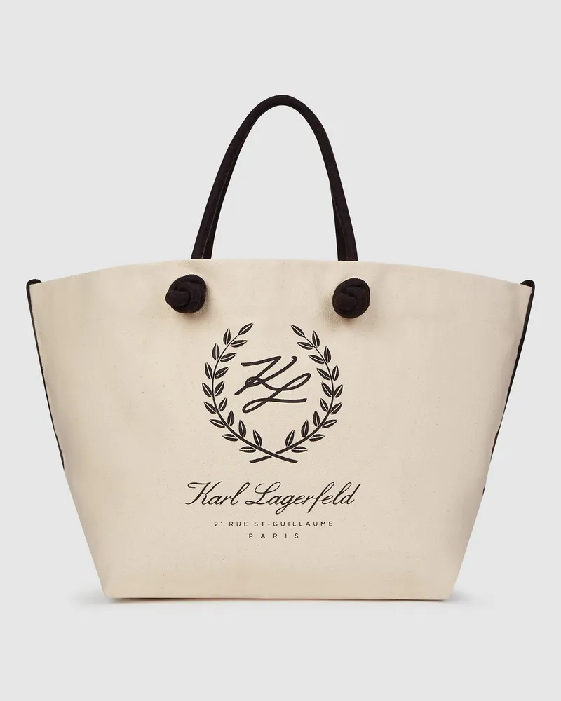 Karl Lagerfeld Hotel Karl Strandtasche Mit Wappen, Damen, Natur, Größe Natur