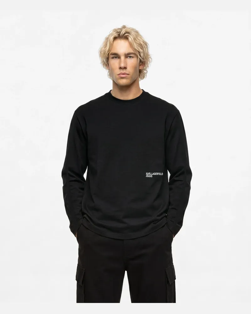 Karl Lagerfeld Langärmeliges T-shirt Mit Sichtbaren Nähten, Male, Schwarz, Size Black